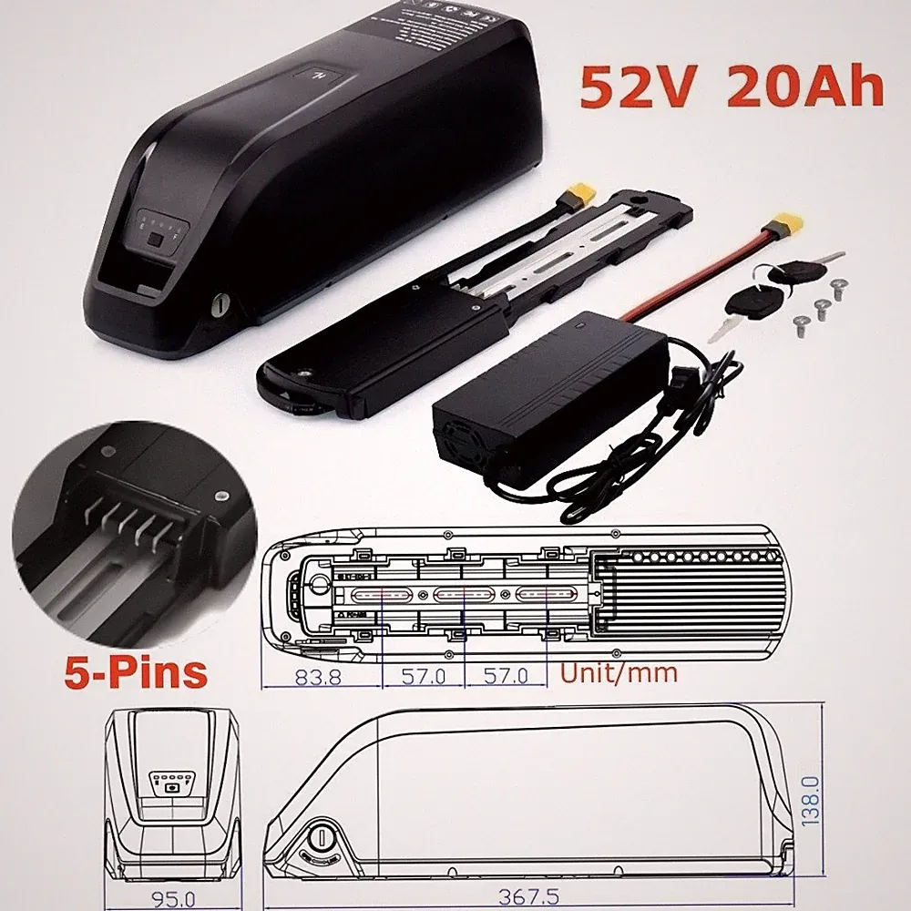 Hailong Ebike 52V 20Ah electric bicycle lithium battery pack for 500W 750W motor